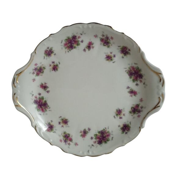 Royal Albert Violetta Cake Plate Violets Gold Trim Bone China England - Picture 1 of 10